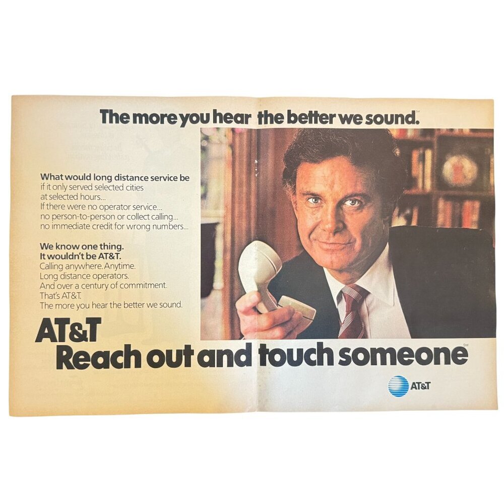 Vintage 1984 AT&T Long Distance Phone Calls 2 Page Advertisement Print Ad